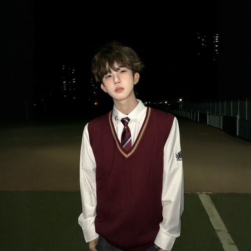 【刺篇】古都dk制服学院风酒红色马甲针织V领套头背心毛衣男坎肩