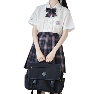 【刺篇】JK/DK制服女款短袖木槿中紫色刺绣衬衫原创学院风上衣夏
