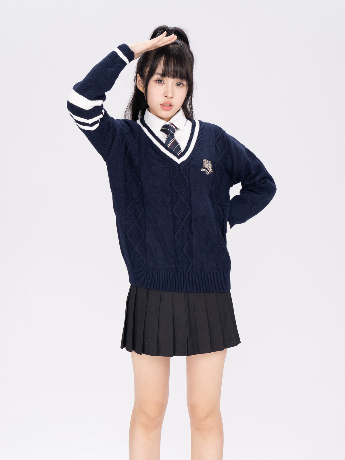 秋冬学院风长袖套头校供针织衫