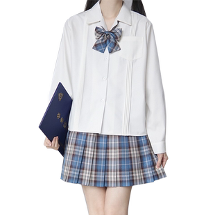【刺篇原创】 jk制服正版基础款学院风开襟风琴褶长袖白衬衫女