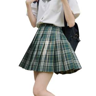 【刺篇】森野川 jk制服裙正版原创学院风绿色校供感格子百褶裙