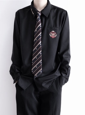 【刺篇】原创JK/DK制服正版日系黑白色刺绣衬衣男女长袖衬衫上衣