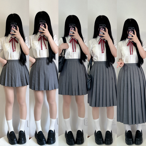 【刺篇】日系JK制服正版基础款百搭灰色短中长纯色裙毕业裙百褶裙