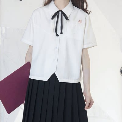 原创短款刺绣白衬衫学生jk制服