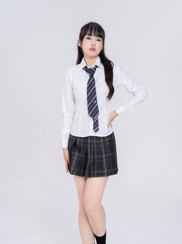 刺篇jk基础款收腰长袖衬衫衬衣女