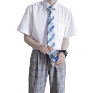 【刺篇】原创DK制服正统纯色基础款黑白色男生学院风短袖衬衫夏季
