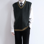 学院风深绿色背心男女针织毛衣马甲上衣 原创JKDK制服正版 刺篇