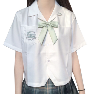 刺篇原创星河中 星迹高 jk制服刺绣开襟短袖短款白色衬衫上衣女夏