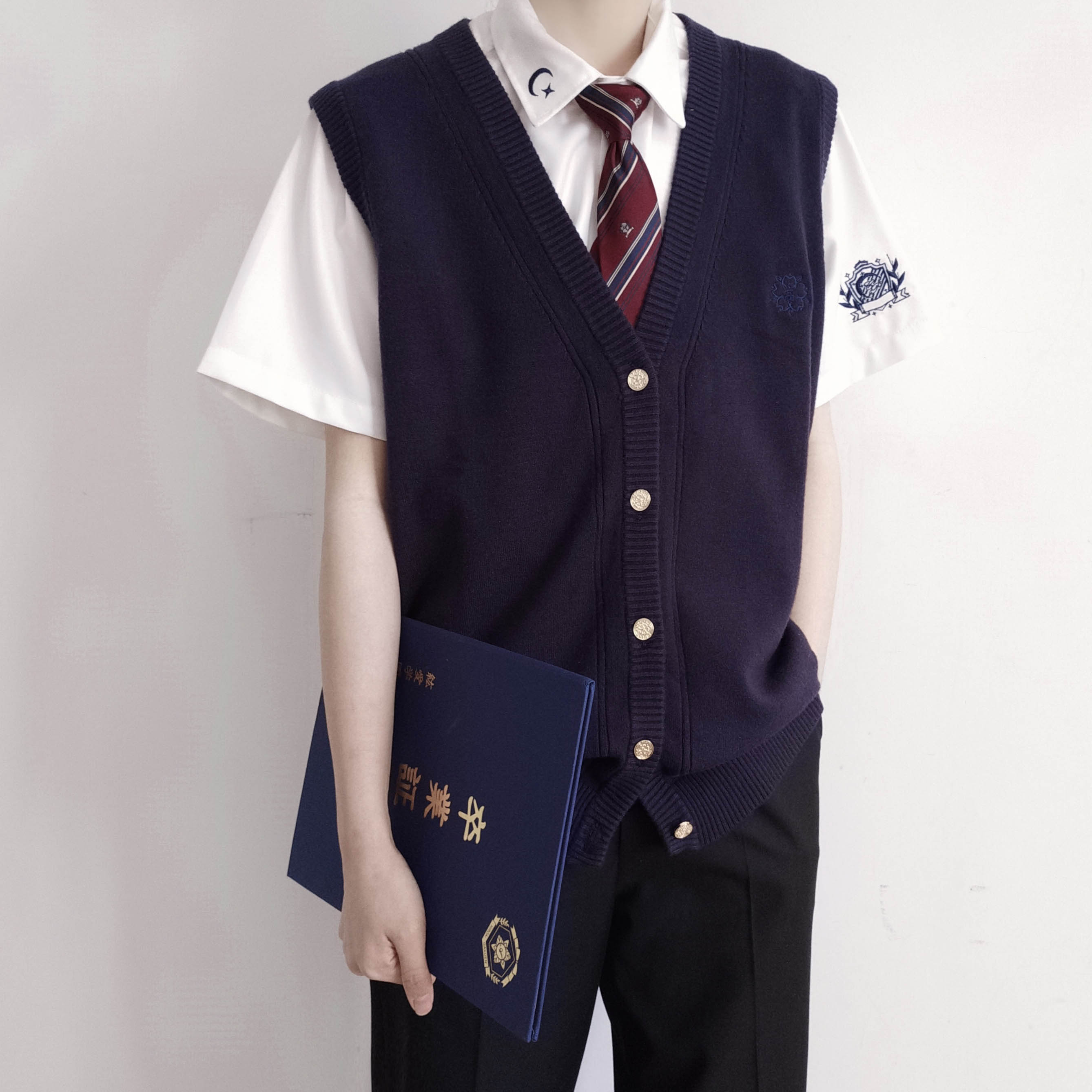 /dk制服学院风毛衣针织开衫背心