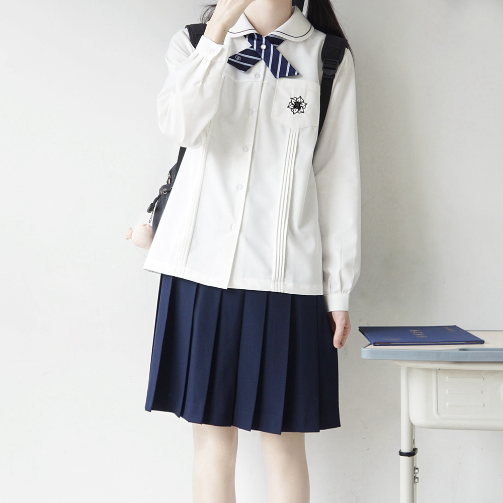 刺篇原创jk制服刺绣长袖衬衫女