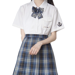 【刺篇】冕我光华 jk制服正统基础开襟刺绣黑白衬衫短袖长袖女