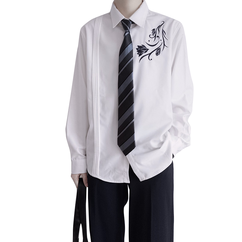 【刺篇】弋华川jk/dk制服国风绣花深蓝刺绣汉元素长袖衬衫男女