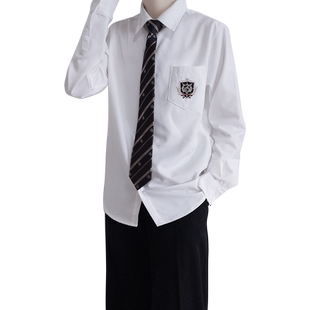 【刺篇】JKDK制服学院风原创刺绣白色加绒加厚保暖长袖衬衫男冬季