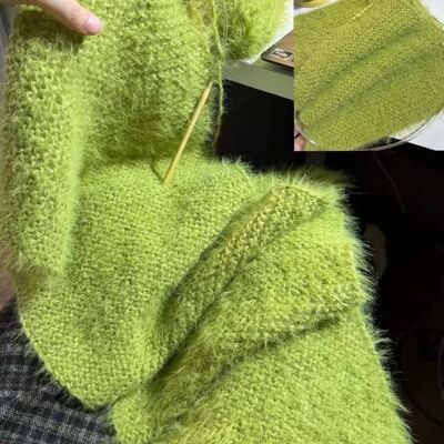 溺水小苑羊毛混纺雪花纱新手款平针围巾diy棒针编织材料包