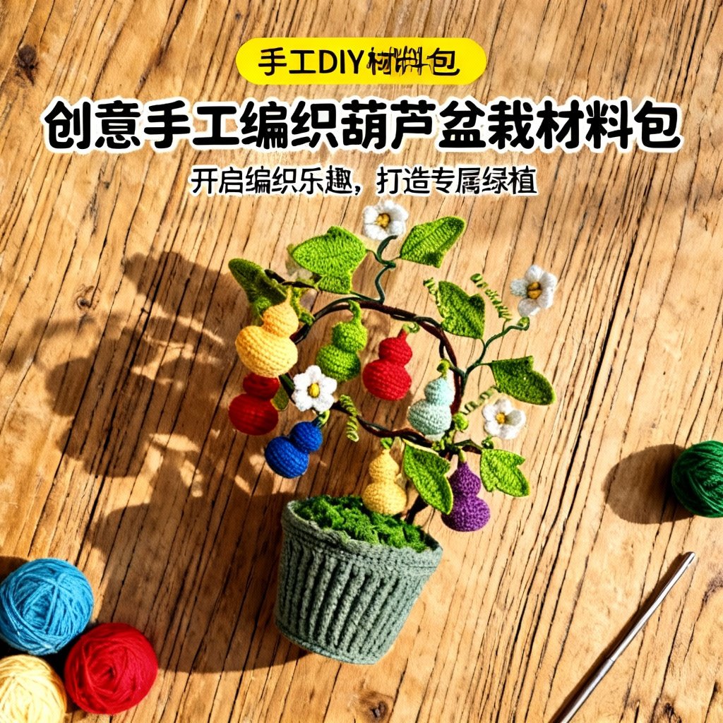 非成品七彩福禄葫芦手工diy编织盆栽材料包盆栽摆件创意礼物盆栽,服饰配件/皮带/帽子/围巾,DIY编织材料包,淘宝优惠券,粉丝福利购,淘宝优惠卷