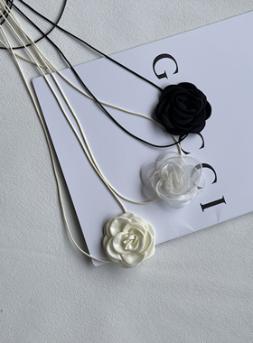 颈上生花～超仙山茶花项链绑带颈链手腕花choker项锁骨链可做腰带