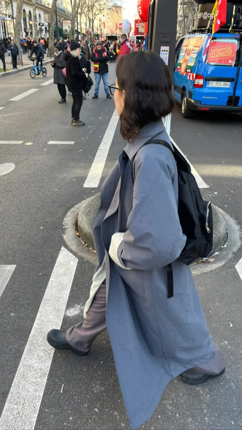 ethos气质双纽扣宽松直筒风衣