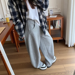 休闲运动卫裤 2024秋腿型克星弯刀阔腿裤 空气棉香蕉裤 遮肉神裤