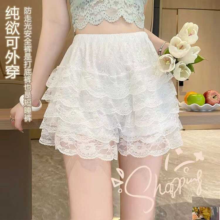 多层蕾丝花边jk安全裤防走光配裙子宽松卷边南瓜裤裙撑高弹力加裆