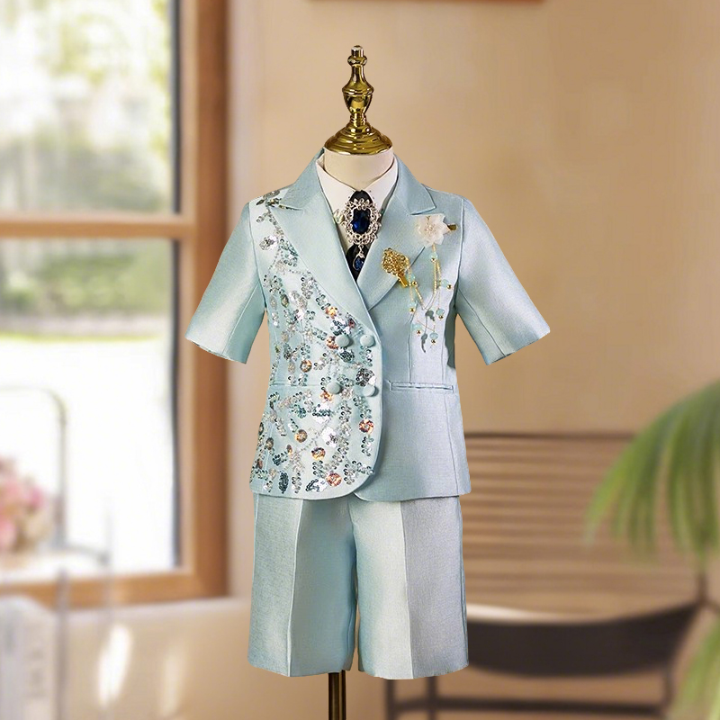 男童西装套装高端舞台走秀儿童礼服主持小男孩西服潮服朗诵演出服