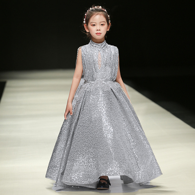 儿童礼服公主裙2024新款气质女童舞台走秀主持人奢华晚礼服演出服
