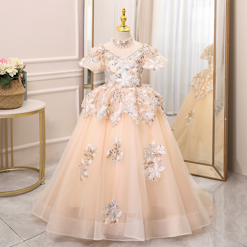 儿童礼服女童公主裙小花童拖尾