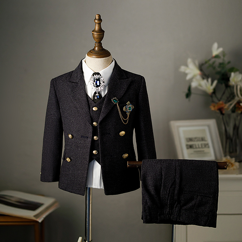 儿童西装套装2025新款男童走秀礼服花童西服主持人潮服钢琴演出服