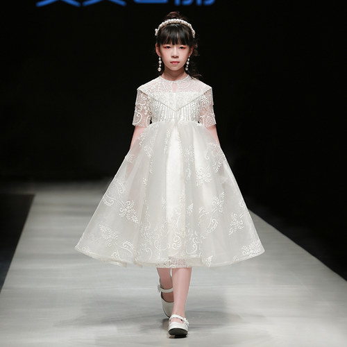 女童高端晚礼服2021新款秋冬儿童花童公主裙走秀小女孩钢琴演出服