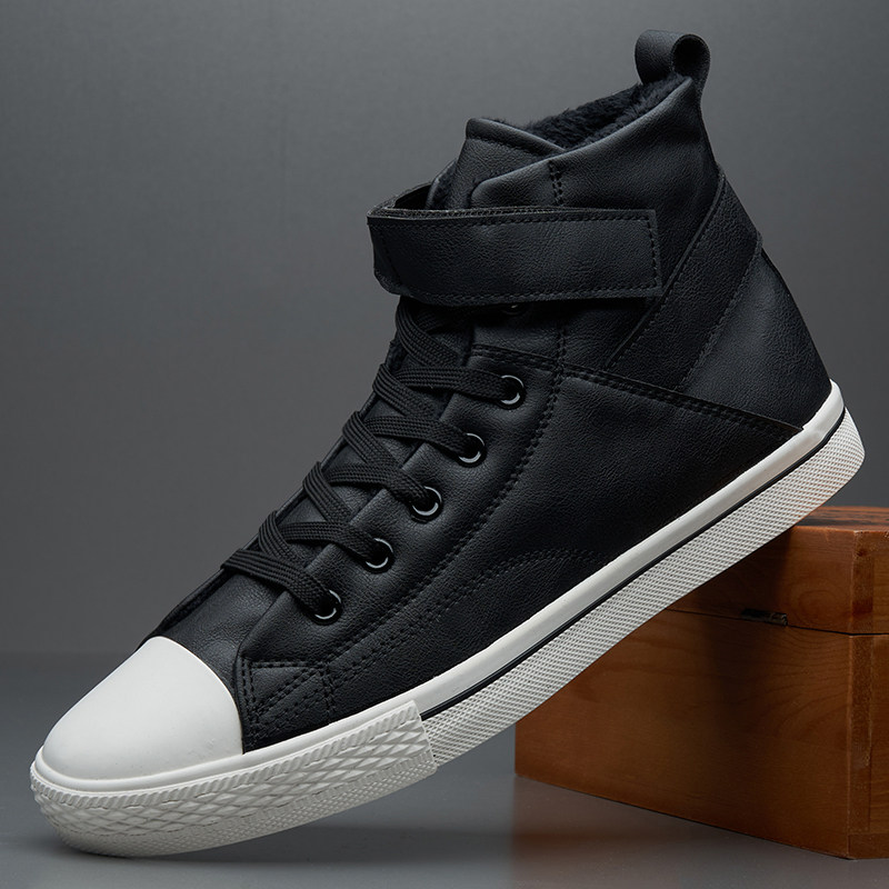 冬季男士高帮短靴男韩版潮流百搭透气马丁靴休闲皮鞋时尚加绒板鞋