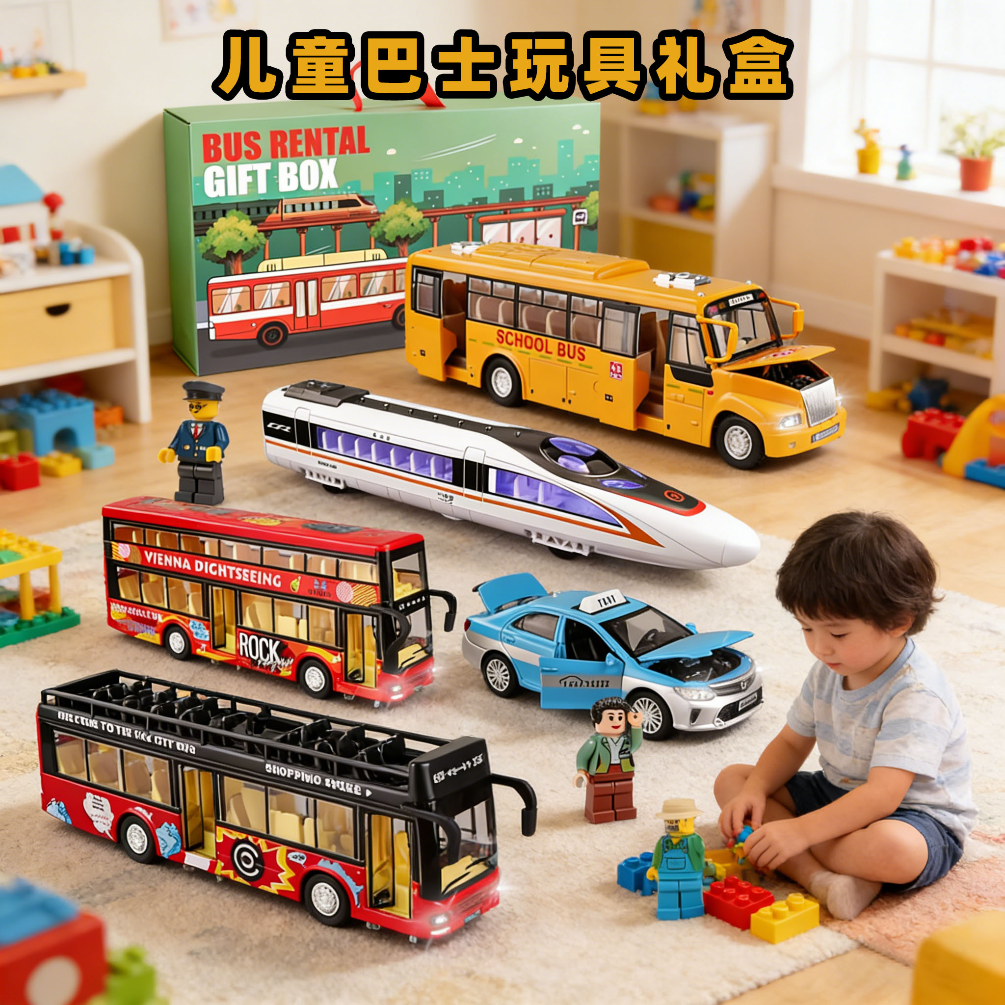 卡威公共汽车玩具礼盒校