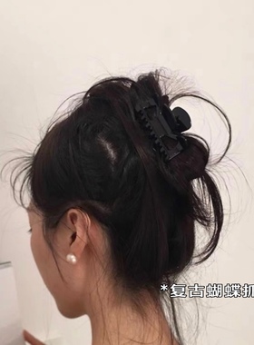 法国风Caml同款复古抓夹晚晚半扎发夹慵懒蝴蝶镂空盘发鲨鱼夹子女