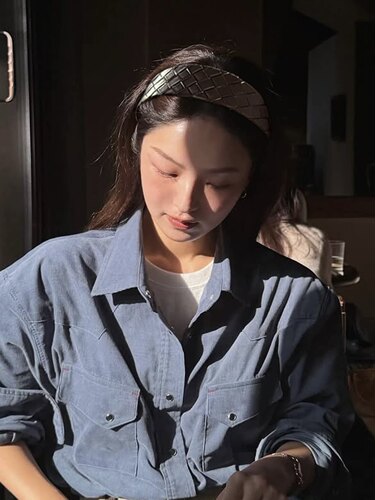 高定版韩国荷静同款编织皮质发箍仿小羊皮头箍&发抓夹女秋冬发饰
