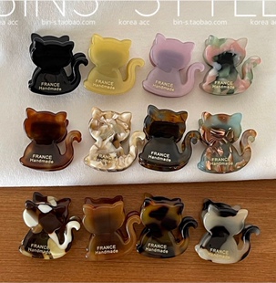 韩国出口猫咪发夹金标抓夹醋酸可爱卡通小发抓夹刘海碎发迷你边夹