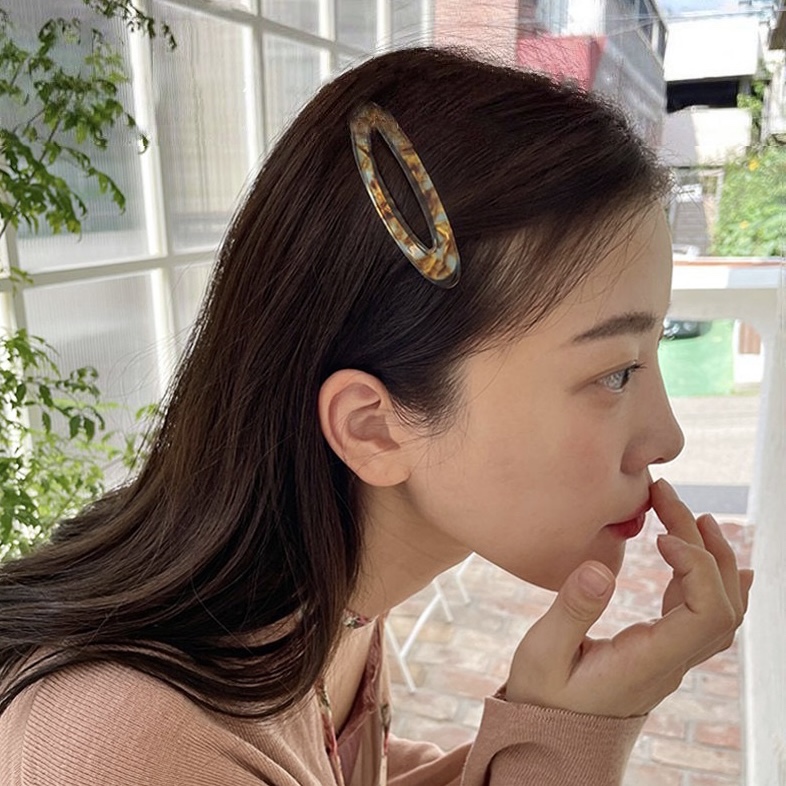 韩系France多巴胺椭圆BB边夹大号刘海夹少女感粉红彩色刘海夹碎发