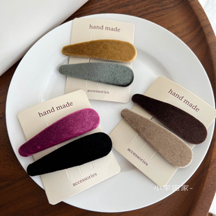 秋冬洋气复古丝绒bb夹大号发卡ins侧边夹 法式高级八字刘海碎发夹