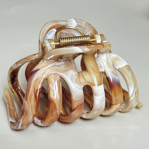 温柔沙漠~【高定版】巨能抓超大号鲨鱼夹加宽发量多抓夹绝美发卡