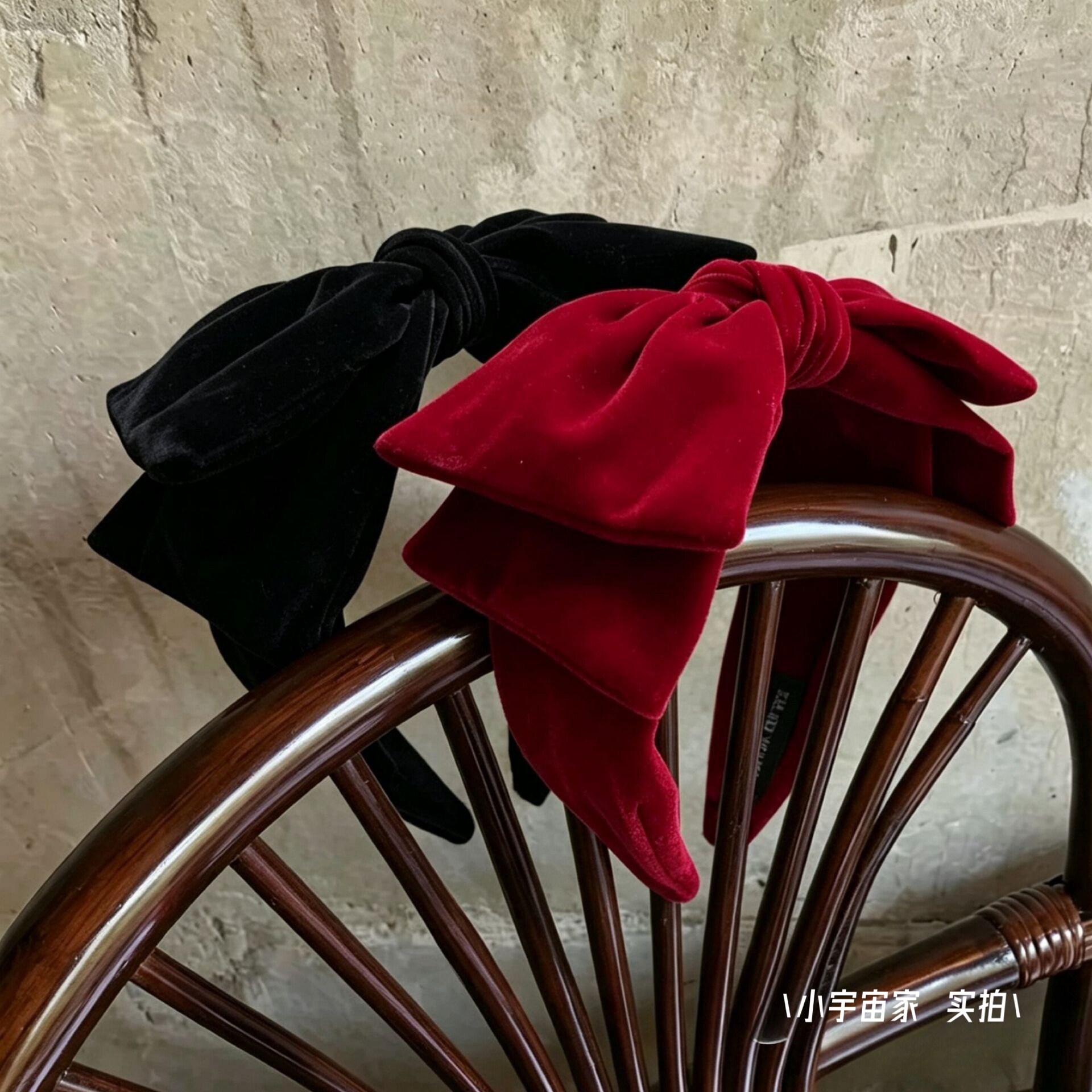 韩国同款大版蝴蝶结发箍复古丝绒立体系带头箍女高颅顶百搭压发饰
