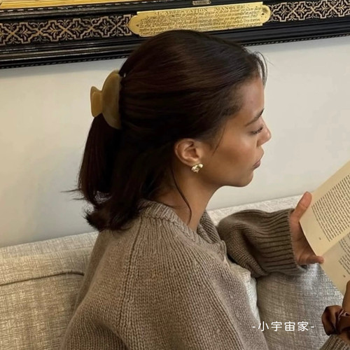欧洲emj*裸粉高档鲨鱼夹女纯色发抓夹发卡中号发饰甜美百搭新款