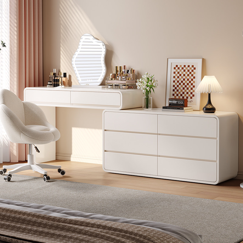 实木梳妆台卧室轻奢伸缩化妆桌斗柜一体小户型化妆台奶油风收纳柜,住宅家具,梳妆台/桌,淘宝优惠券,粉丝福利购,淘宝优惠卷