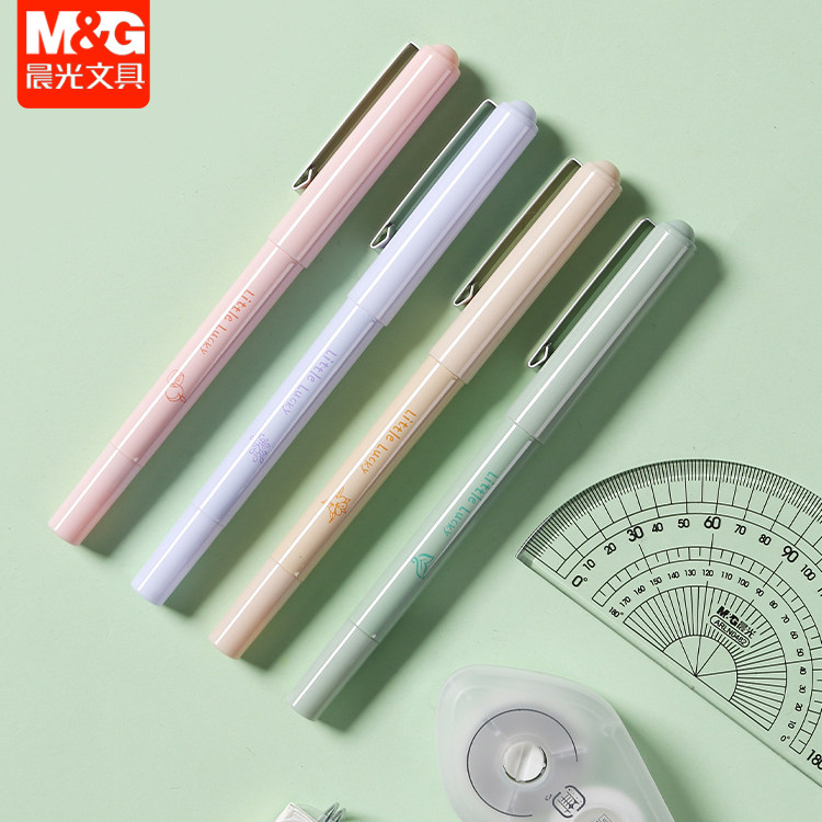 晨光直液式水性走珠笔全针管拔帽0.5mm黑色水笔学生用签字笔M4