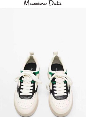 西班牙MD春季2025休闲百透气搭真皮女小白鞋