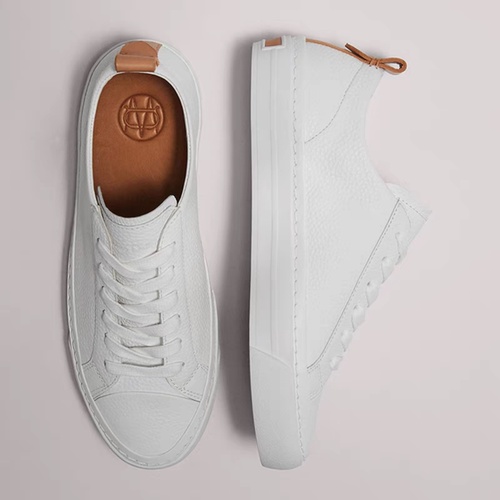 MD春夏真皮韩系平底系带小白鞋女