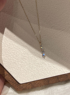 金色爆闪圆形四钻项链2026新款轻奢精致清冷感小众设计锁骨链定制