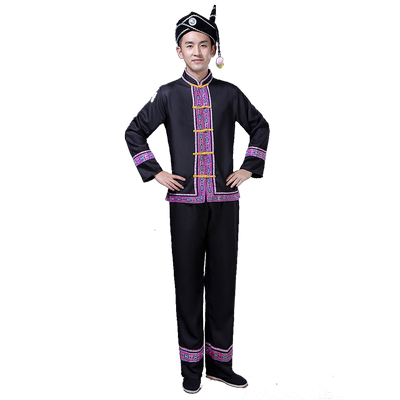 苗族服装男壮族舞蹈服装演出服少数民族彝族黎族侗族舞蹈服饰成人