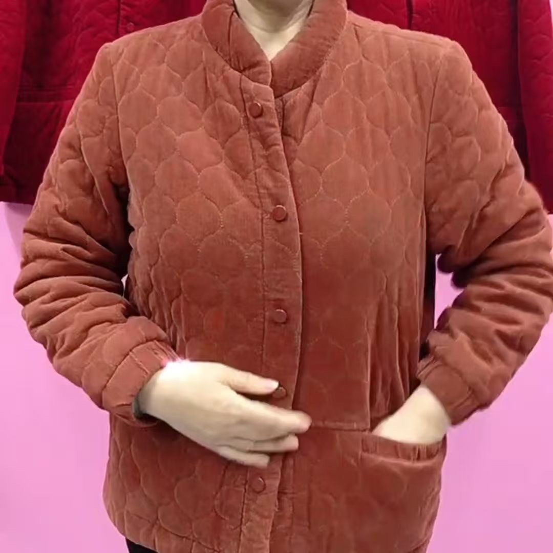 2025新款菱格纹棉服女妈妈装中老年显瘦时尚棉衣外套