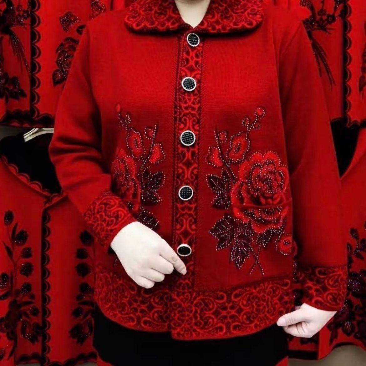 2026妈妈毛衣开衫外套中老年针织老太太奶奶过年穿喜庆妈妈外套,女装/女士精品,常规大码外套,淘宝优惠券,粉丝福利购,淘宝优惠卷