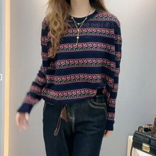 女大码 针织衫 宽松圆领百搭上衣外穿 上衣秋装 2025新款