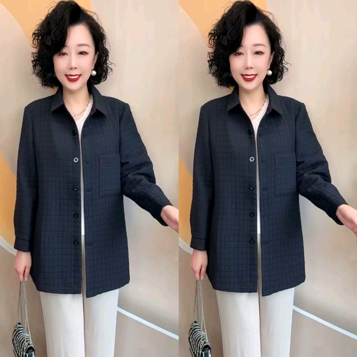 新款中老年上衣妈妈春秋