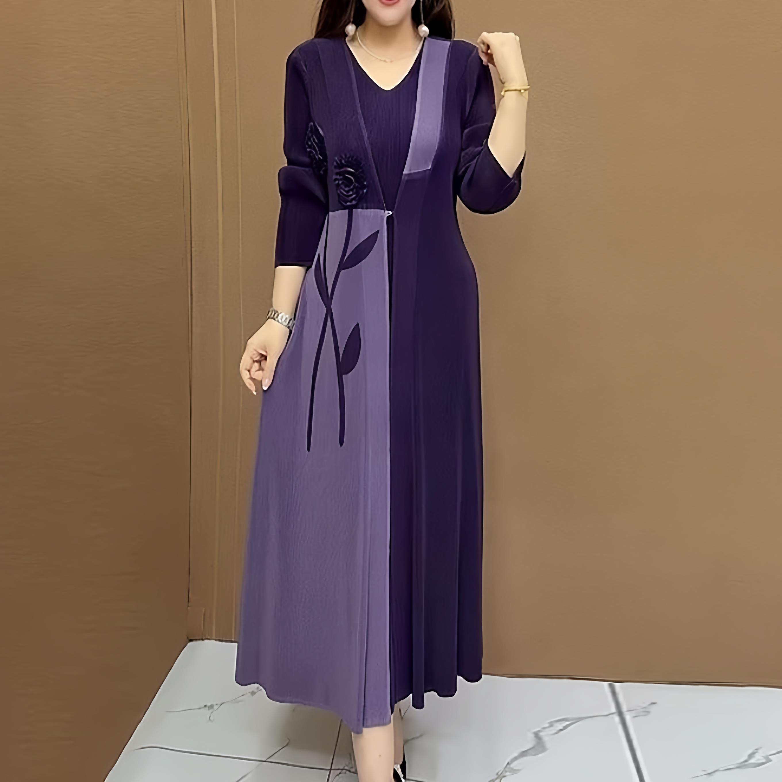 2025新款假两件连衣裙女V