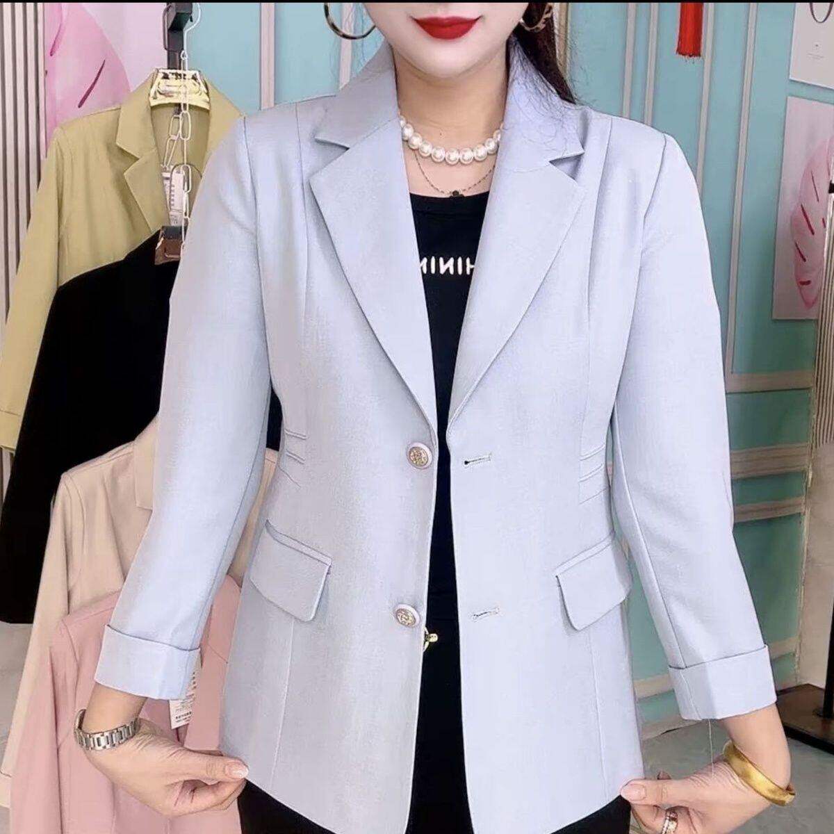 九分袖西装外套女士春夏2026新款小个子短款气质薄款开春西服上衣